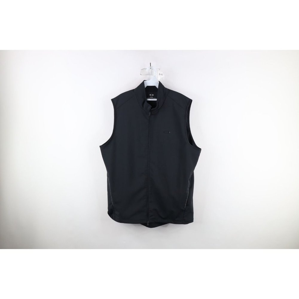 Vintage Oakley Mens Size Xl O Logo Full Zip Sleeveless Vest Jacket Black